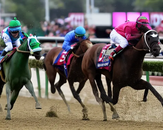 Prompt: Philly Phanatic wins the Kentucky Derby in a photo finish