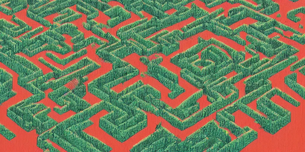 Image similar to the grand landscape of the endless maze, art by kotaro chiba