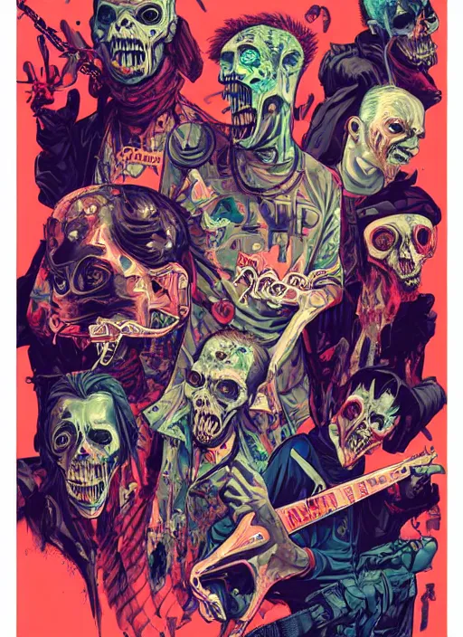 Image similar to zombie punk band poster, tristan eaton, victo ngai, artgerm, rhads, ross draws