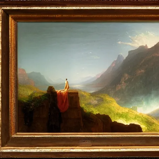 Image similar to a robot standing on the ledge by thomas cole