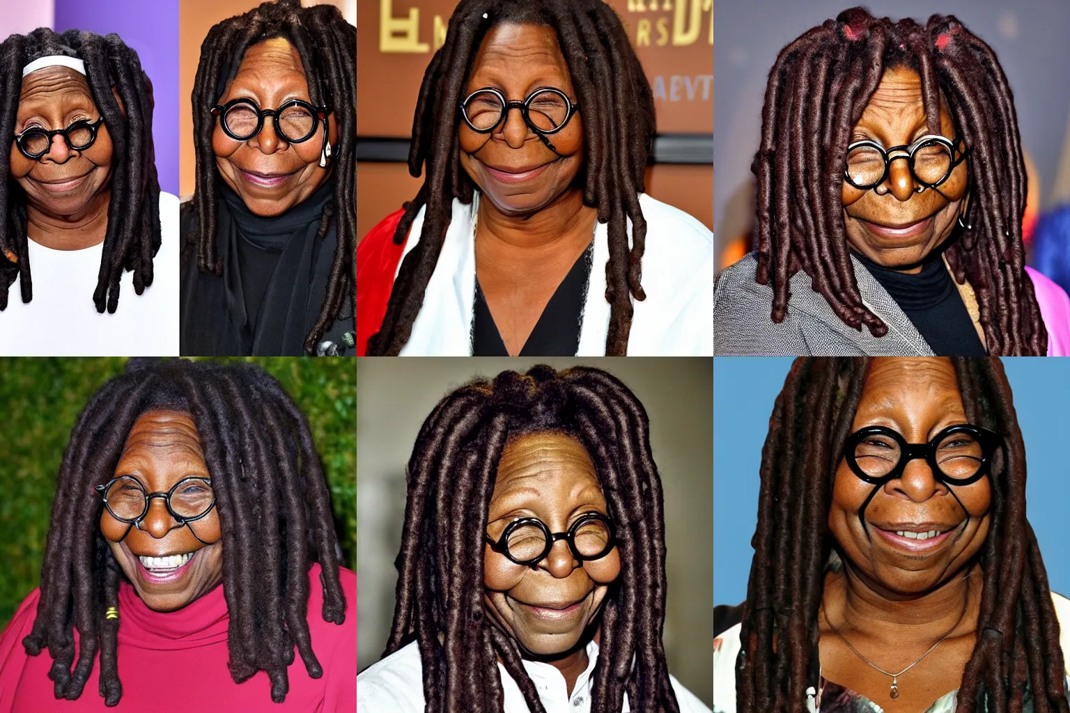 Prompt: whoopi goldberg with really thick eyebrows