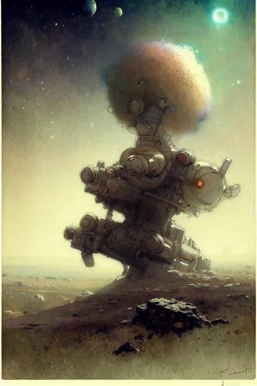 Image similar to ( ( ( ( ( 1 2 0 5 0 s retro science fiction outer space landscape. muted colors. ) ) ) ) ) by jean - baptiste monge!!!!!!!!!!!!!!!!!!!!!!!!!!!!!!