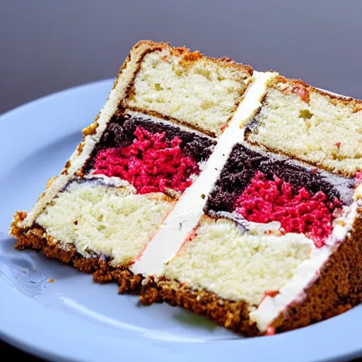 Image similar to slice of birthday cake, the cake has the pattern of the south african flag, realistic, award - winning photography