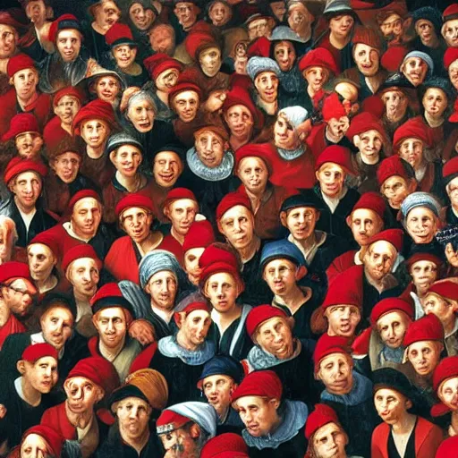 Image similar to a photo of where's wally, by caravaggio