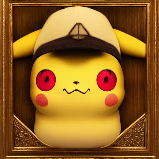 Prompt: portrait of an aging unshaven ((pikachu)) with eyes closed, intricate, wainscotting background. detailed, octane render, trending on artstation, hyper realism, 4k. by raphael