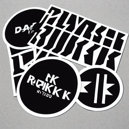 Image similar to black on white graphic design stickers in style of david rudnick, eric hu, y 2 k,