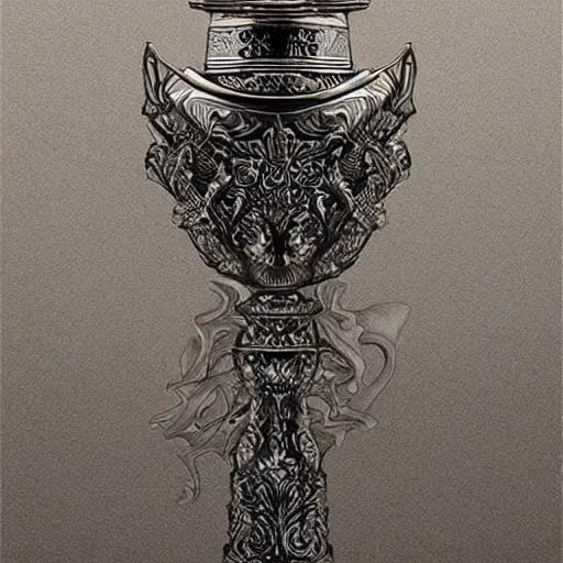 Prompt: ultra detailed hyper realistic deep focus smooth artstation wlop intricate highly detailed award winning porcelain engraved runed chaos sword