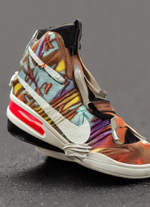 Image similar to hyperrealistic and heavy detailed nike shoe of travis scott, leica sl 2 5 0 mm, vivid color, high quality, high textured, real life