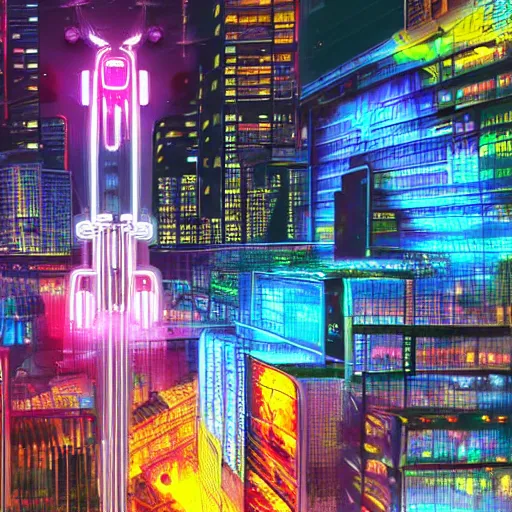 Image similar to a drone flying in a city at night. neon lights, futuristic, hyperrealistic, highly detailed, variable lighting, dramatic, cyperpunk