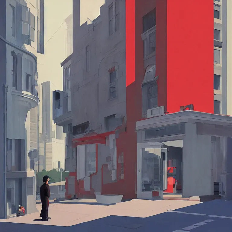 Image similar to Akira by Edward Hopper, painted by James Gilleard, airbrush