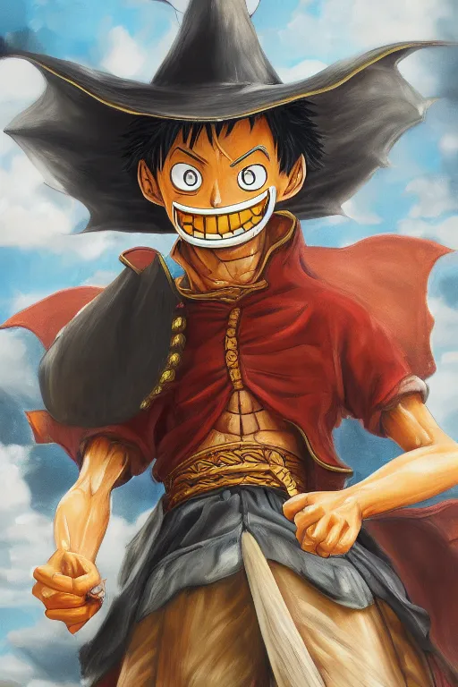 Image similar to anthropomorphic dragon as a luffy, oil on canvas, intricate, portrait, 8 k highly professionally detailed, hdr, cgsociety