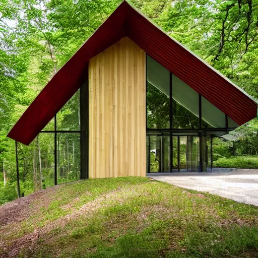 Image similar to a building in the middle of a forest, architecture