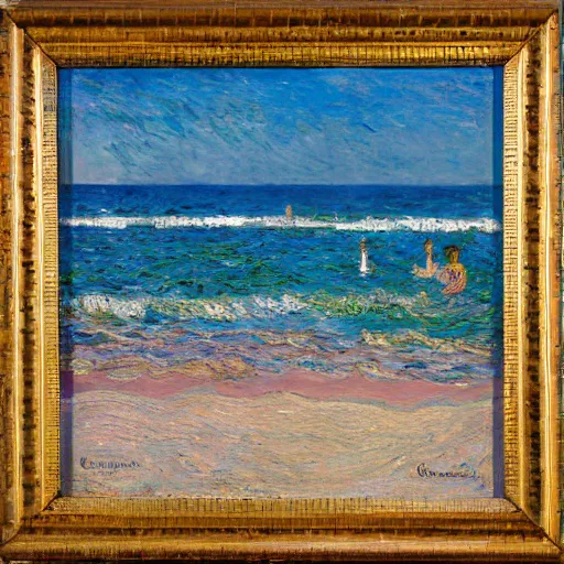 Prompt: oil paint impasto reliefs, italian beach scene, an artwork by charles w. bartlett and claude monet anvan gogh