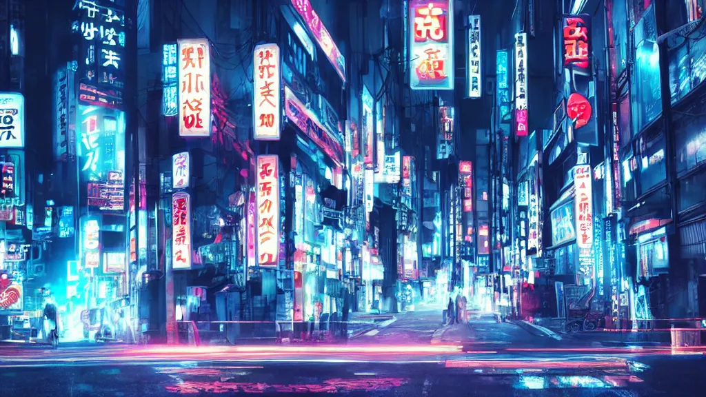 Image similar to japan cyber punk, night vibes, neon lit, cinematic lighting, octane render, 4 k, dark, hyper realistic