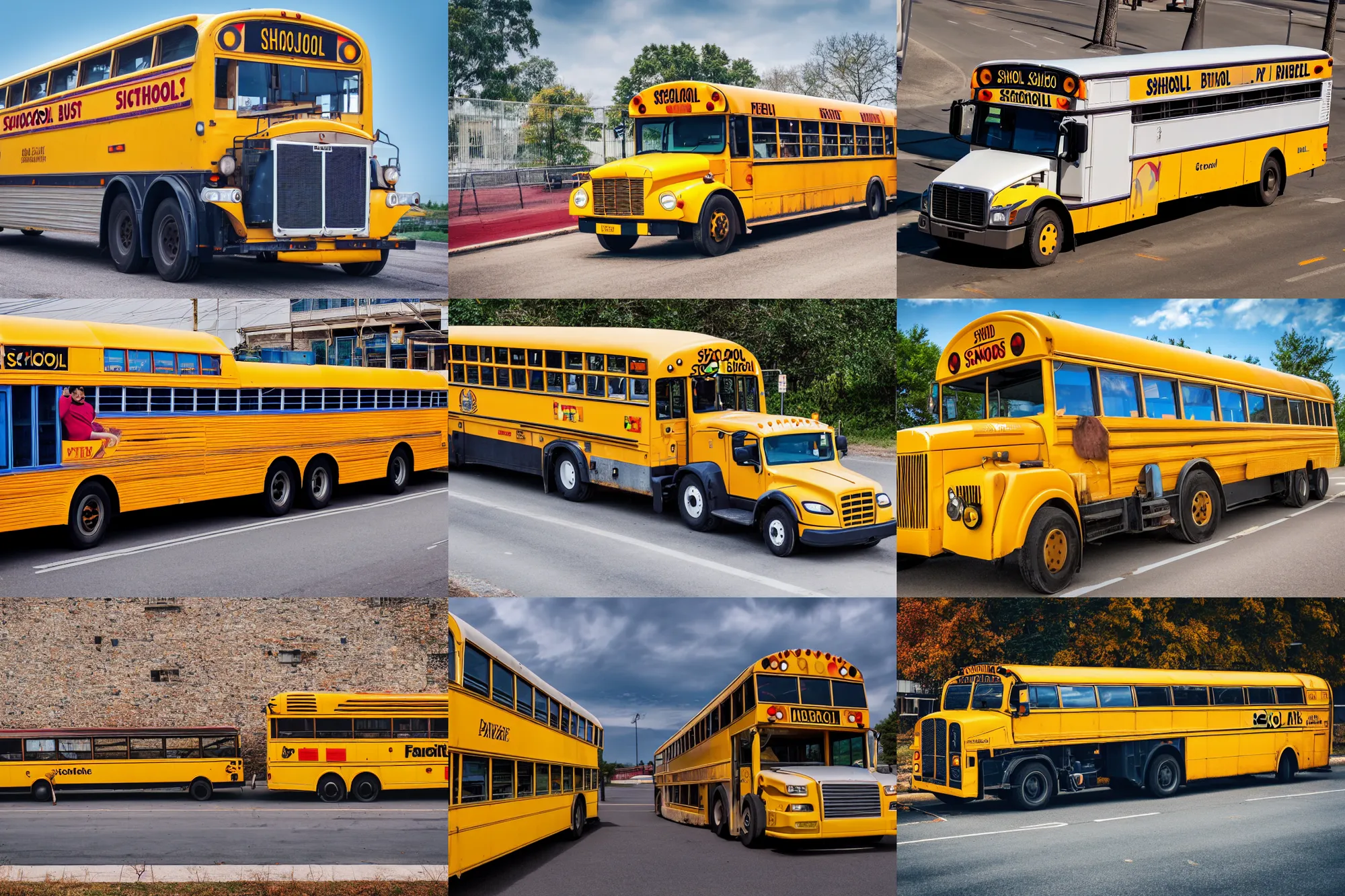 Prompt: school bus made of parfait, commercial vehicle photography 4 k