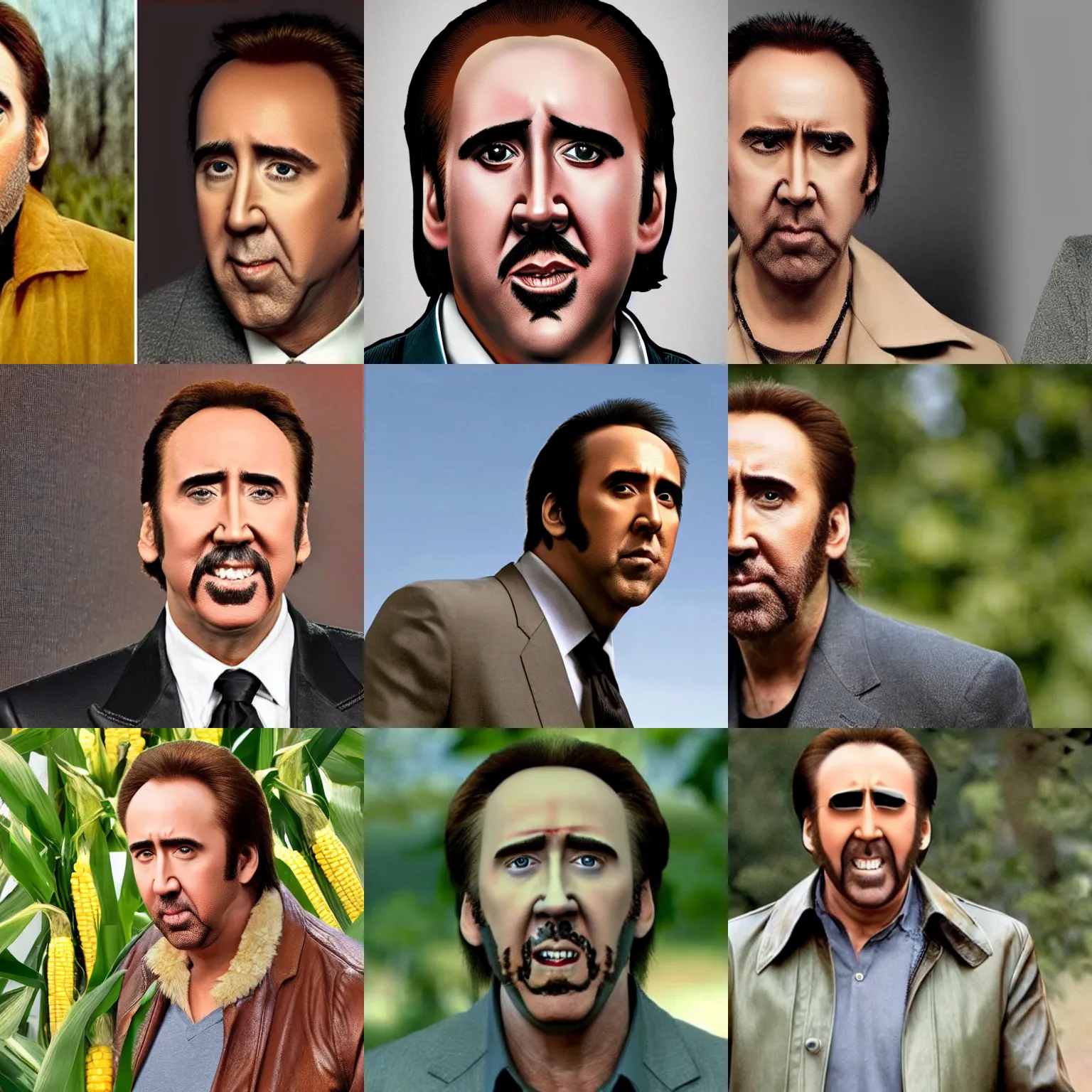 nicolas cage unhinging jaw to eat an entire car,, Stable Diffusion