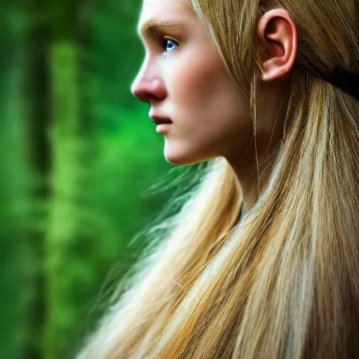 Image similar to !dream a beautiful portrait of a forest elf, golden hair, 8k, photography - s 150