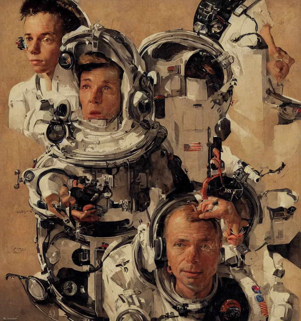 Image similar to an album cover of a detailed portrait of an astronaut wearing headphones art by norman rockwell, cinematic, epic composition, hd, digital painting, digital art, concept art, illustration, comic art, stylized, masterpiece, award - winning