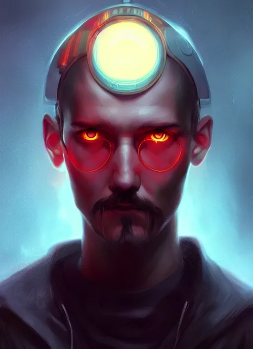 Image similar to « a portrait of cyberpunk lenin, glowing eyes, a digital painting by charlie bowater, featured on cgsociety, fantasy art, behance hd, wiccan, artstation hd »