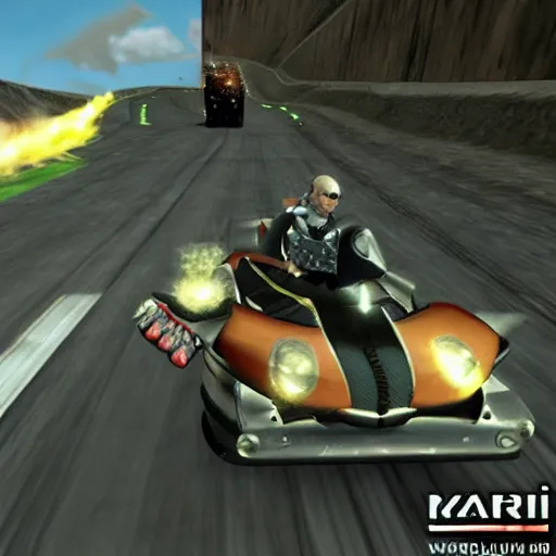 Prompt: mariokart delux mad max version