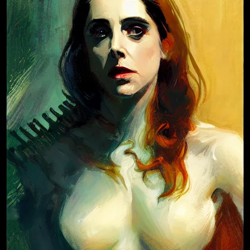 Image similar to alison brie as loki, intricate, elegant, highly detailed, greg manchess, mucha, liepke, ruan jia, jeffrey catherine jones, ridley scott