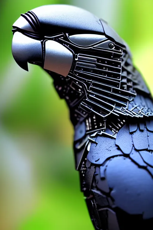 Image similar to terminator parrot cyborg, intricate details. front on, symmetrical. industrial design. good design award, innovative product concepts, most respected design