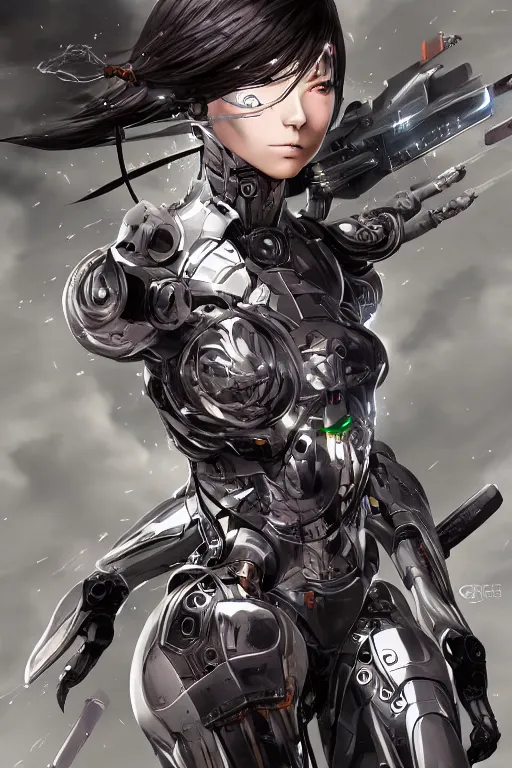 Image similar to cyborg in action, 3d, third person, sci-fi fantasy, intricate, elegant, highly detailed, lifelike, photorealistic, digital painting, artstation, illustration, concept art, sharp focus, art in the style of Shigenori Soejima