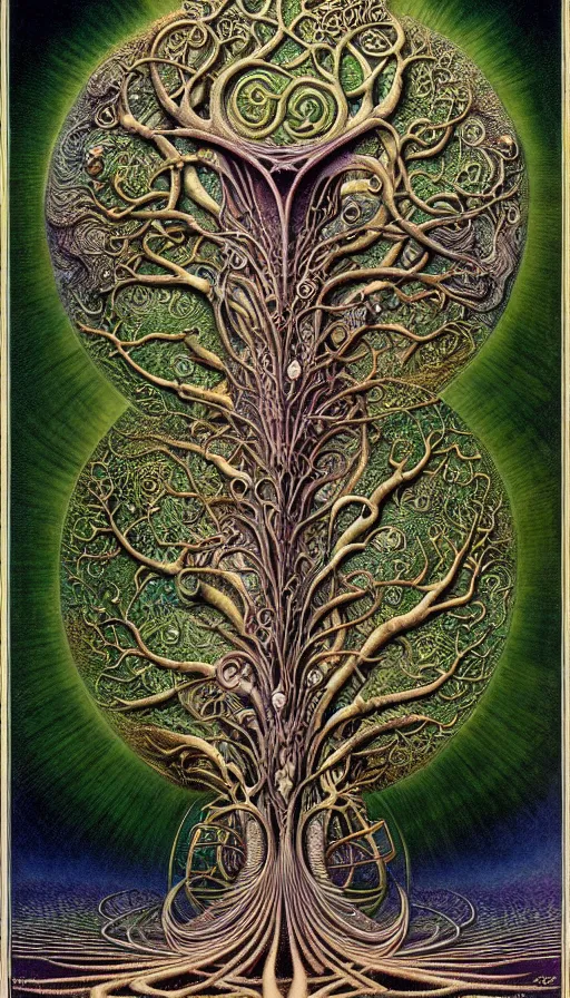 Image similar to tree of life by roger dean and andrew ferez, art forms of nature by ernst haeckel, divine chaos engine, symbolist, visionary, art nouveau, botanical fractal structures, organic, detailed, realistic, surreality