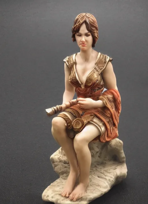 Image similar to Product Introduction Photos, 4K, Full body, 80mm resin detailed miniature of a worrier woman, sitting