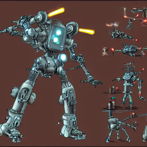 Image similar to a steampunk mech - suit that can shoot lazers, anime, plain background, cinematic lighting, finely detailed,