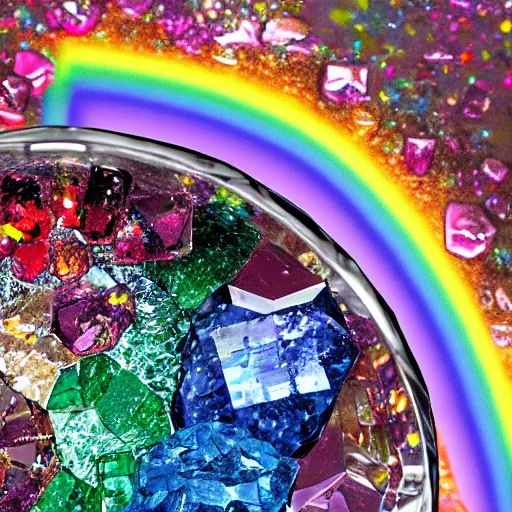 Prompt: rainbow! gem! crystal! monster, 8 k, hd