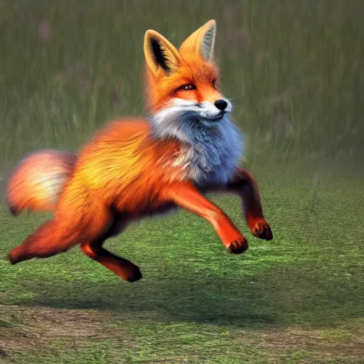 Prompt: A photorealistic fox robbing a bunny and running away with the loot