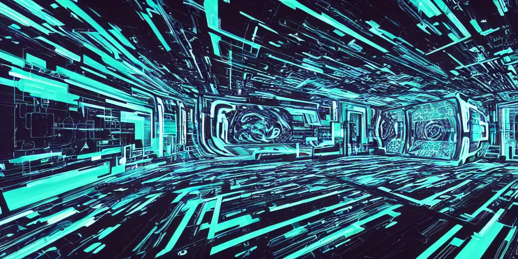 Image similar to the view inside a digital tron like bittorrent digital world, by random artist