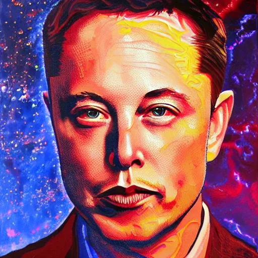 Image similar to Fractal intricate painting of Elon Musk