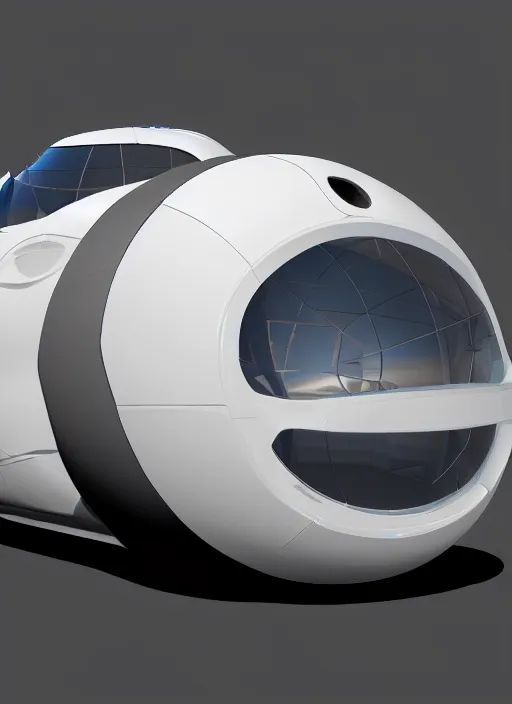 Prompt: 3 d render of spherical rolling vehicle for racing game. unreal engine.