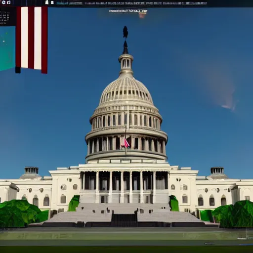 Prompt: the us capitol being attacked in fortnite, 3 d model, unreal engine 4