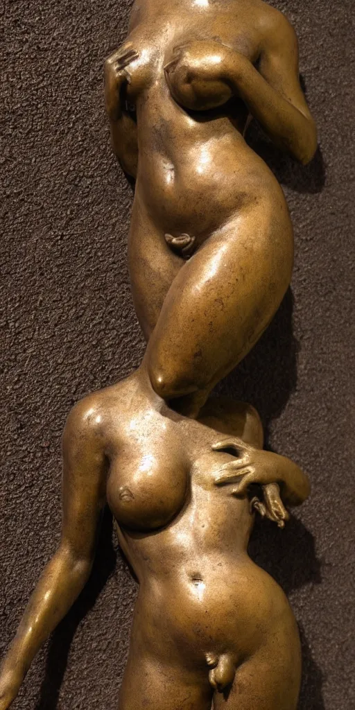 Prompt: detailed photo of an old bronze patina statue of a cute woman, various seducing pose, aphrodite, photorealism, intricate detail, some light reflexions, museum diffuse lighting
