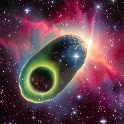 Image similar to a nebula in the shape of an avocado, Hubble Space Telescope photo