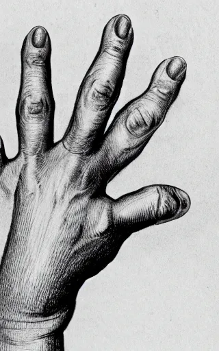 Prompt: drawing hand by leonard da vinci