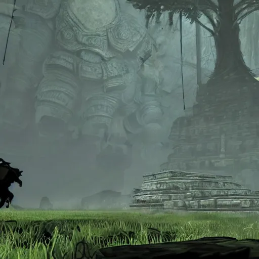 Prompt: Beetle Boss in shadow of the colossus world