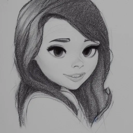 Image similar to milt kahl pencil sketch of chloe grace moretz in disney snow white