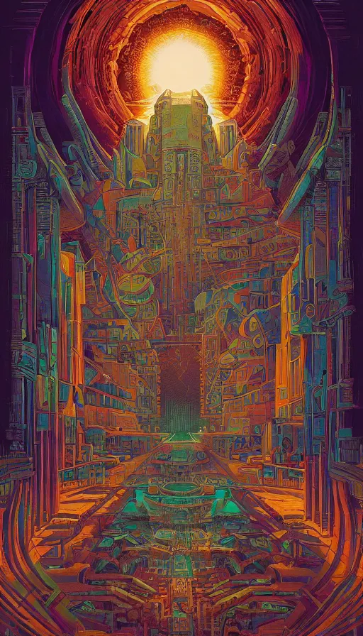 Image similar to The oracle of the mayan elders, italian futurism, da vinci, Dan Mumford, Josan Gonzalez