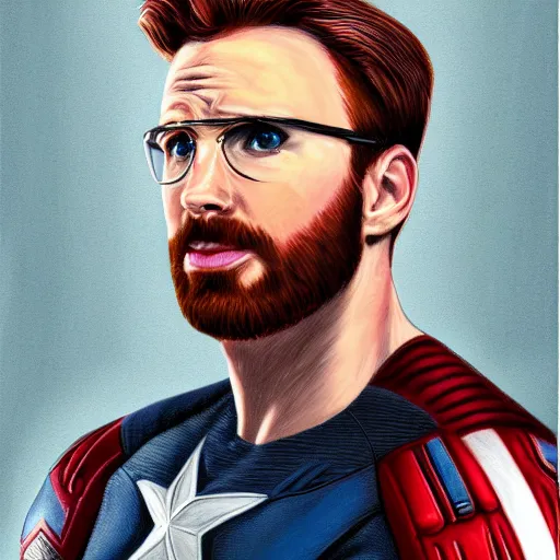 Image similar to portrait of chris evans from movie captain america, highly detailed, centered, solid color background, digital painting