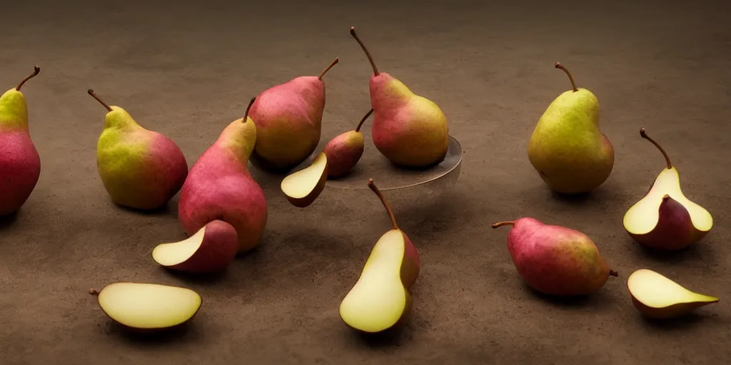 Prompt: a product picture of hundreds of pears, photographic filter, unreal engine 5, realistic, hyperdetailed, 8 k, cinematic, volumetric lighting, very realistic effect, hd, hdr, 4 k, sharp focus, octane render, ultra detailed, high resolution, trending on artstation in the style of albert dros glowing rich colors powerful imagery