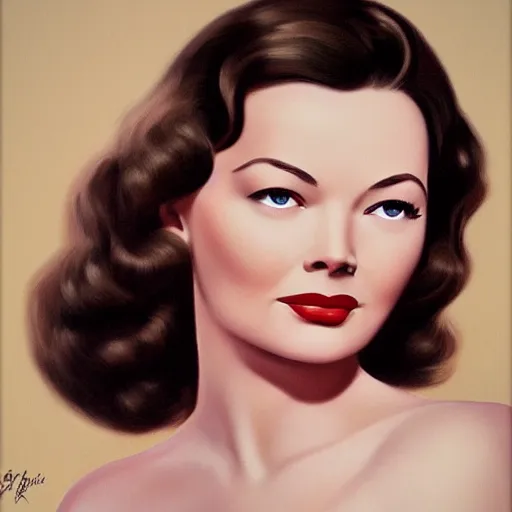 Image similar to young beautiful Gene Tierney color studio publicity photo , tight face shot portrait, highly detailed, 1950s illustrators, digital painting, artstation, concept art, illustration, art , by graydon parrish