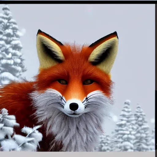 Prompt: well fluffy fox, snow, photo, photorealistic, snowflakes