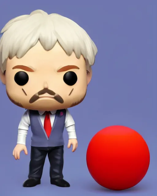 Image similar to full body 3d render of boris johnson as a funko pop, studio lighting, white background, blender, trending on artstation, 8k, highly detailed