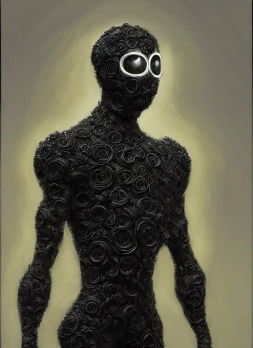 Image similar to an black suit with a flowery shrub growing out of the neck hole instead of a head, intricate, highly detailed, concept art, hyperrealistic, oil painting by greg staples, 8 k