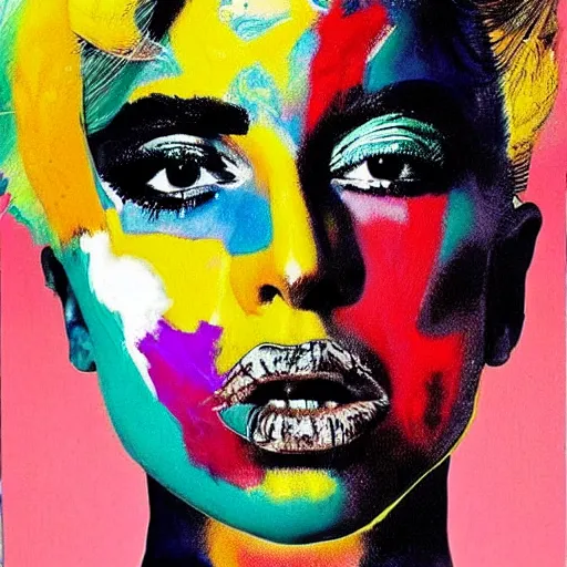 Image similar to lady gaga painted by basquiat