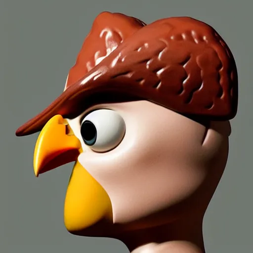 Prompt: breathtaking portrait of a chicken chocolate sculpture, art concept, artstation, sharp focus, toy story style